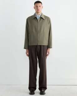 Zip Jacket Wool Gabardine in Sage