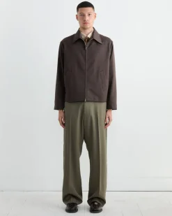 Zip Jacket Wool Gabardine in Brown Mélange