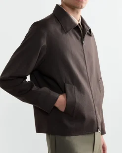 Zip Jacket Wool Gabardine in Brown Mélange