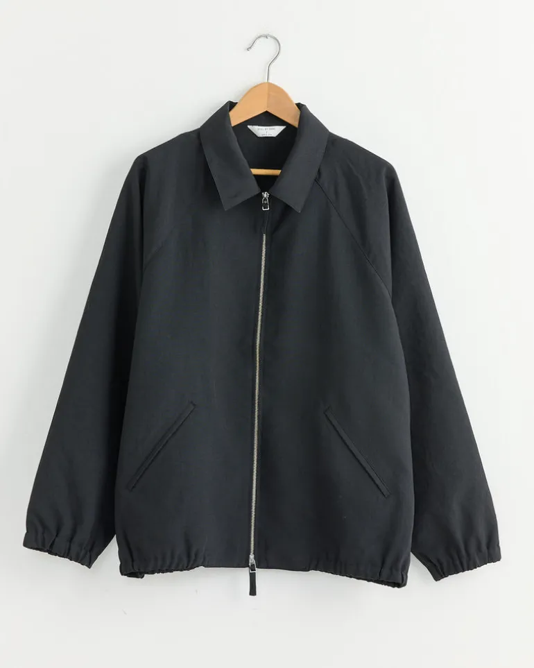 Zip Up Blouson in Ink Black
